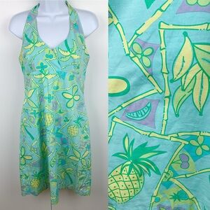 Lilly Pulitzer White Label Macadamia Nut House Halter Dress Pineapple Size 10